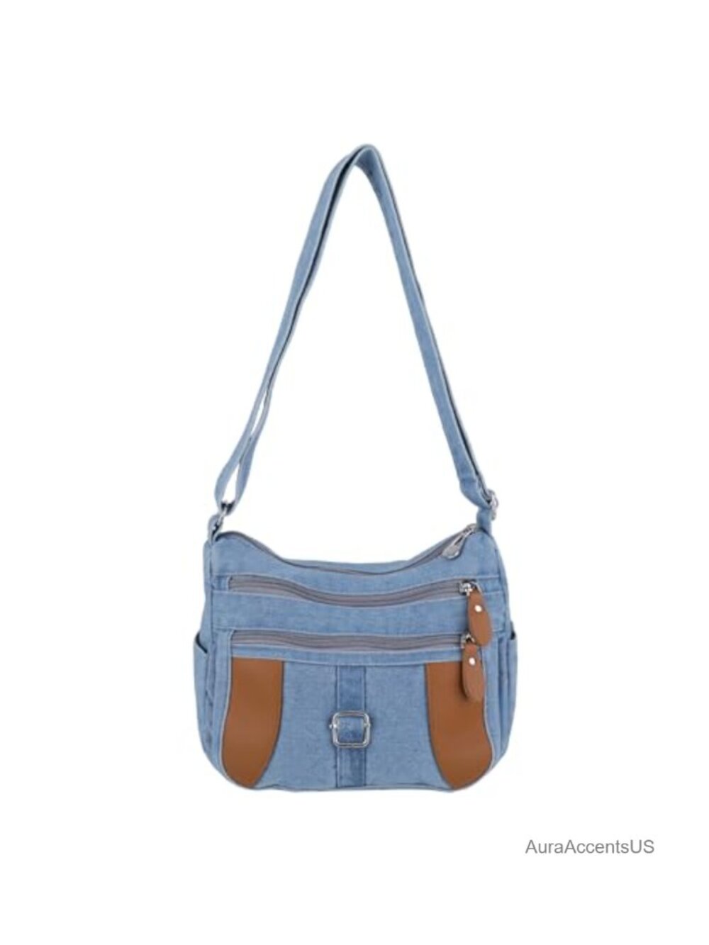 Washed Denim Crossbody Bag Distressed Vintage Shoulder Purse